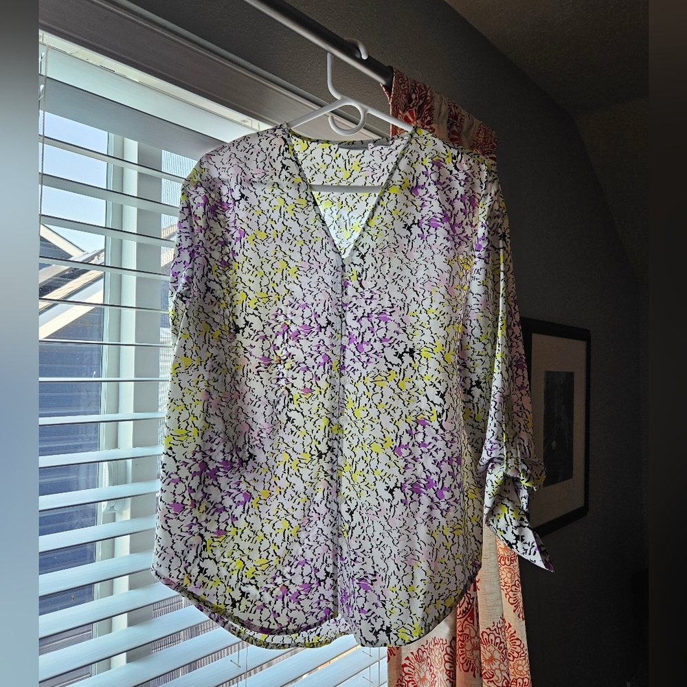 Liz Claiborne Floral Blouse - Purple and Yellow
